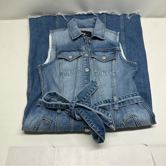 7 For All Mankind Trucker Sleeveless Denim Midi Dress | Small - Picture 10 of 10
